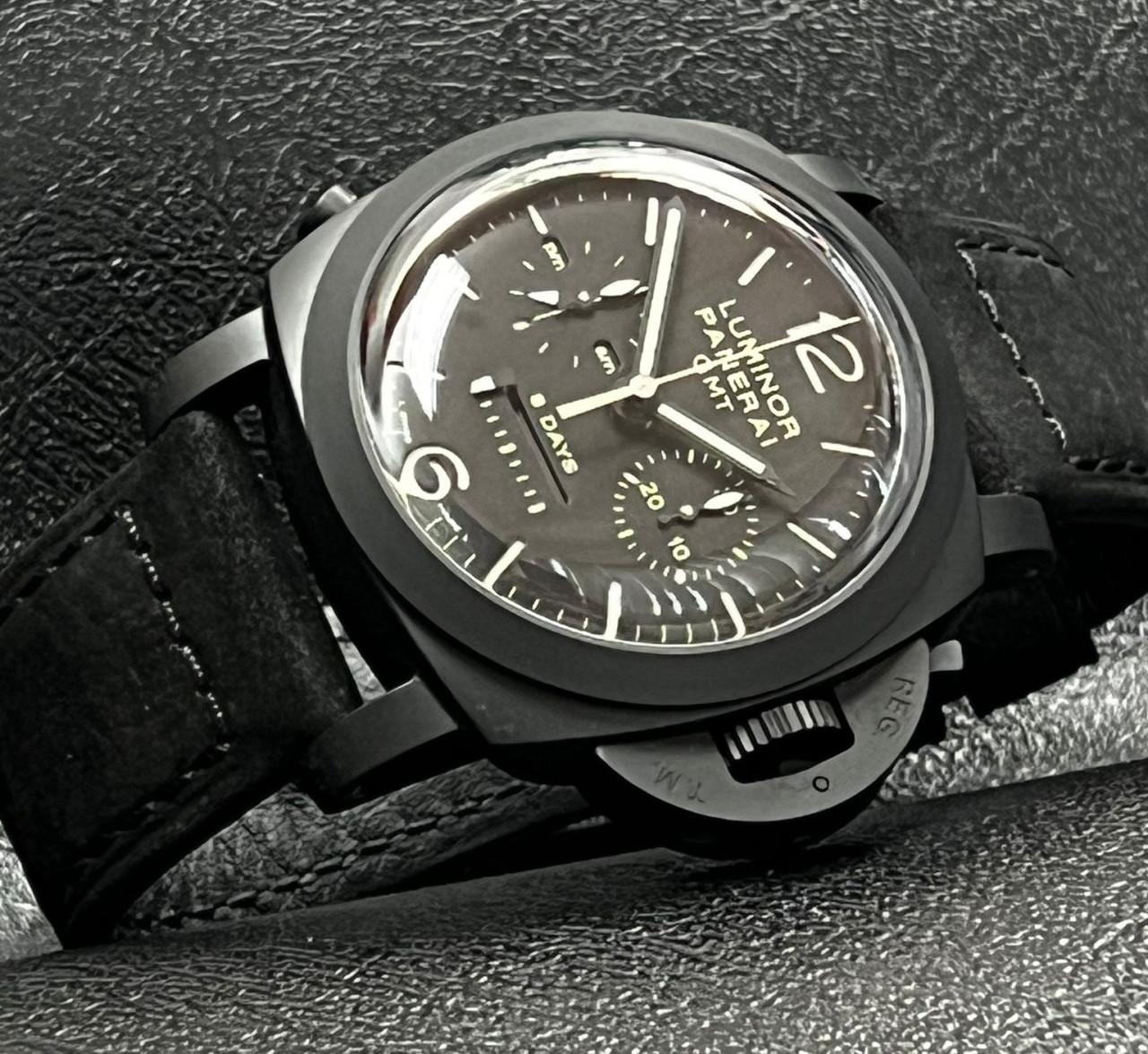 Luminor 1950 Chrono Monopulsante 8 Days GMT - K Series Black Movement Limited 500 Pcs. - PAM00317