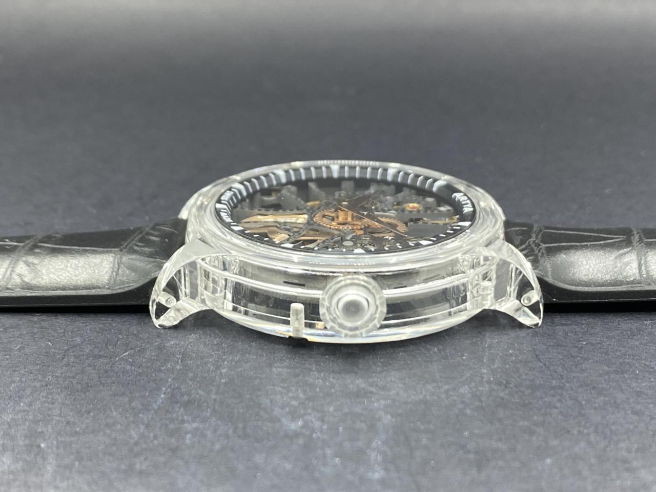 Wave Skeleton Full Transparent Pure Sapphire Case Grey Dial