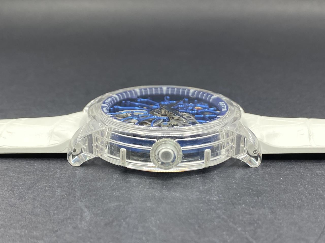 Wave Skeleton Gears Shams Crystal Blue Dial Unique Piece