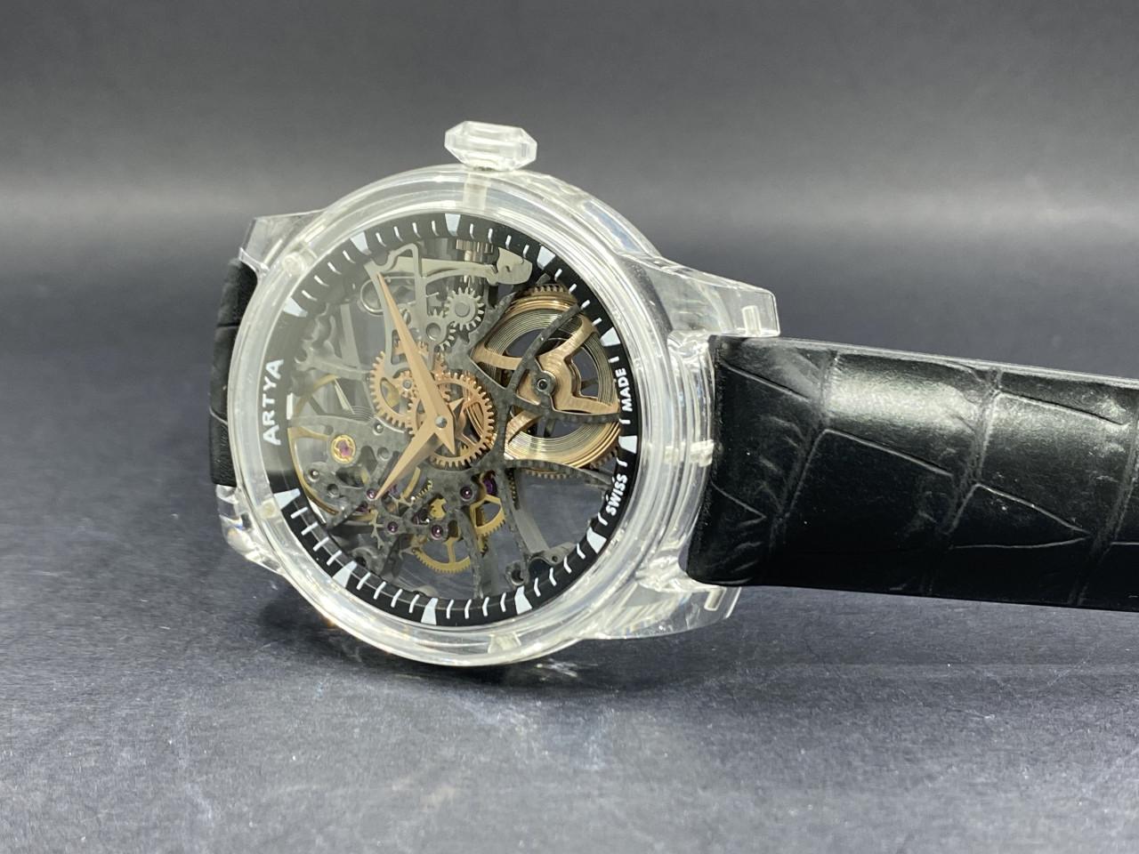 Wave Skeleton Full Transparent Pure Sapphire Case Grey Dial