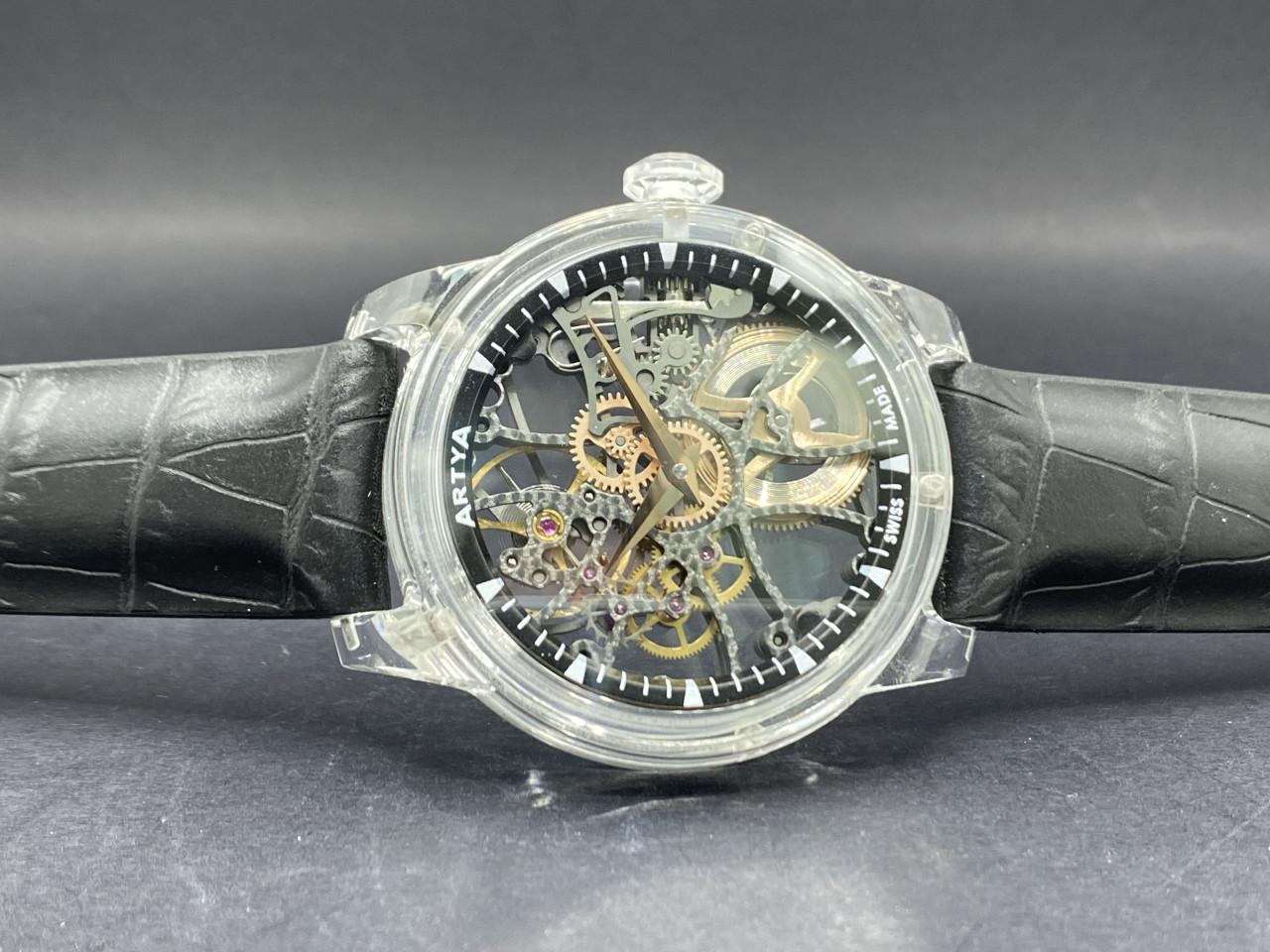 Wave Skeleton Full Transparent Pure Sapphire Case Grey Dial