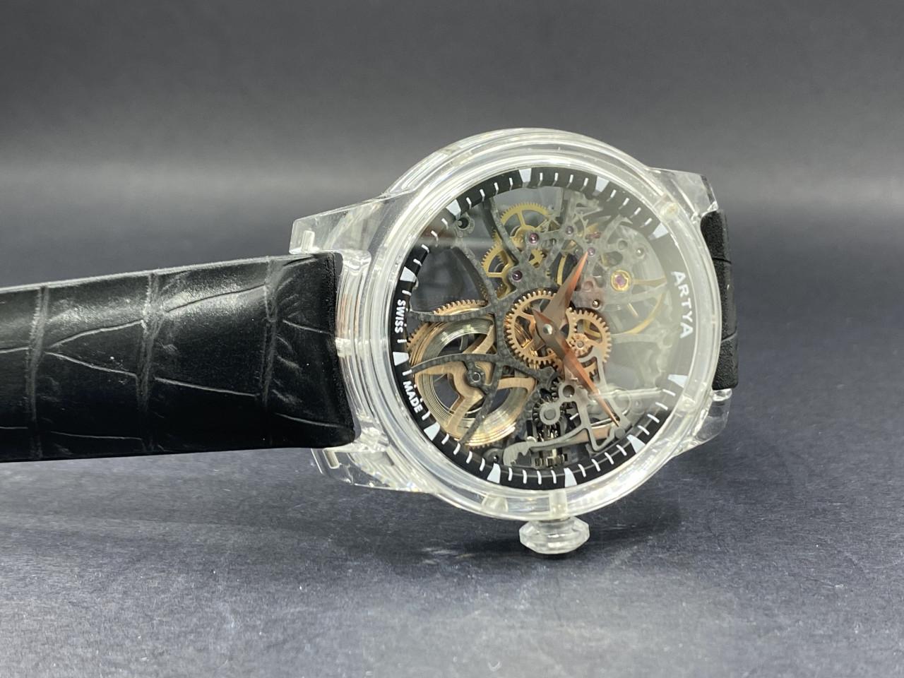 Wave Skeleton Full Transparent Pure Sapphire Case Grey Dial