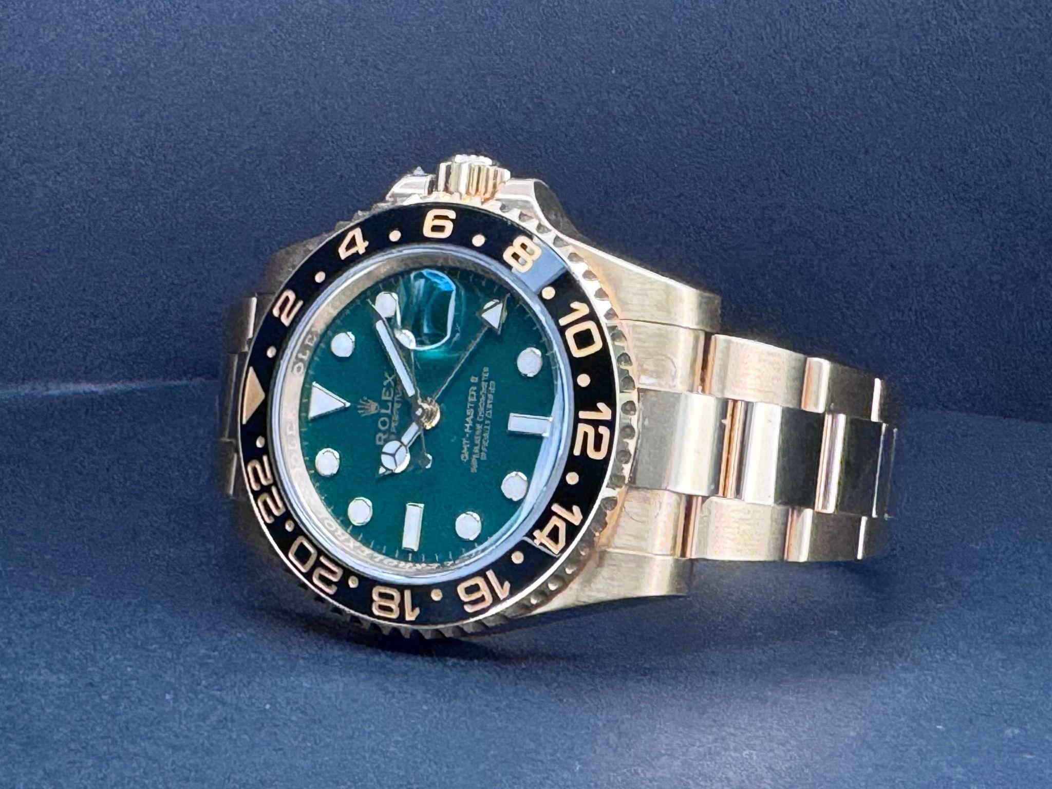 GMT Master II Yellow Gold Green Dial - 116718LN 