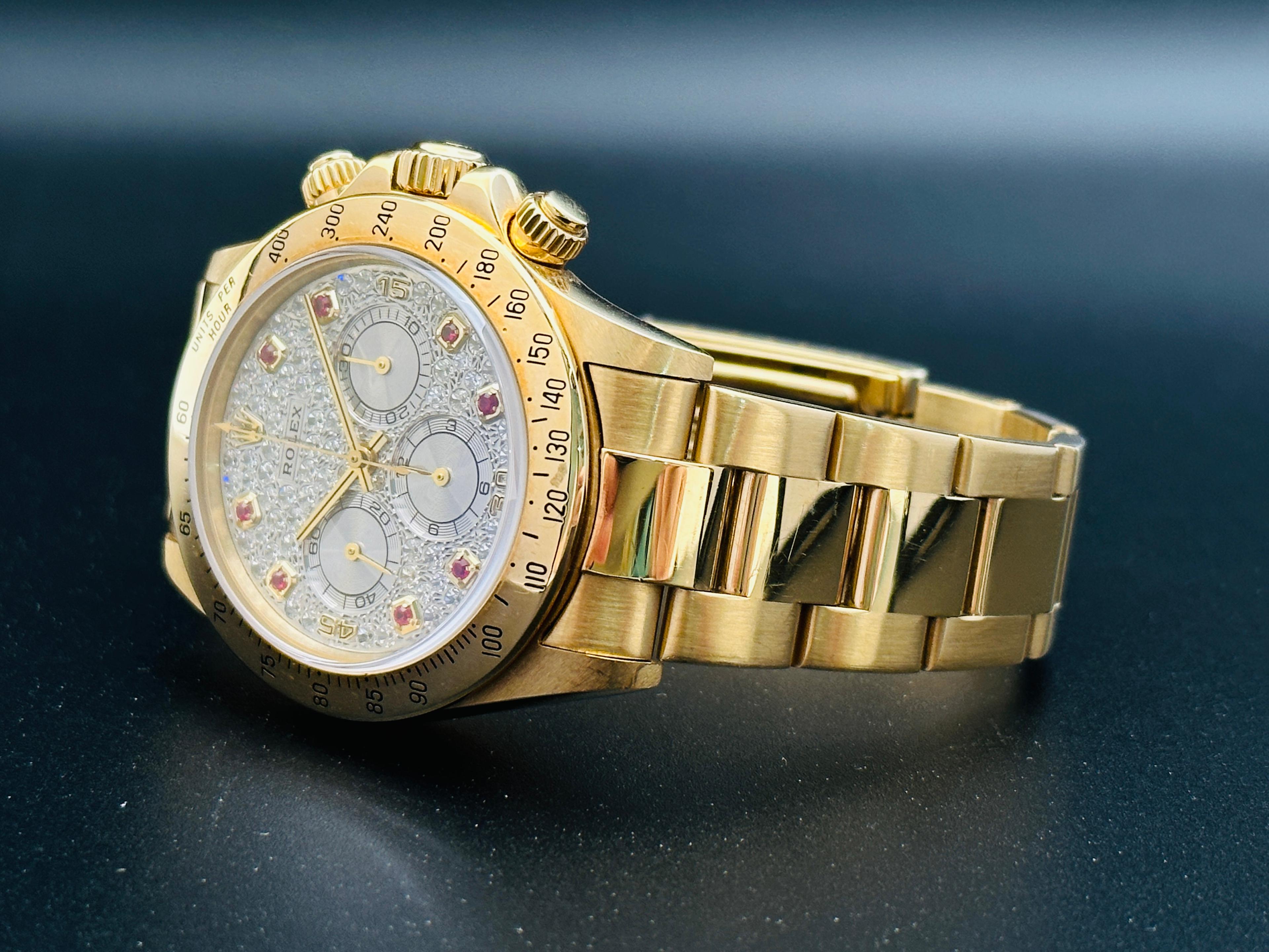 Daytona Zenith Chronograph Yellow Gold Diamond & Ruby Set Dial - 16528