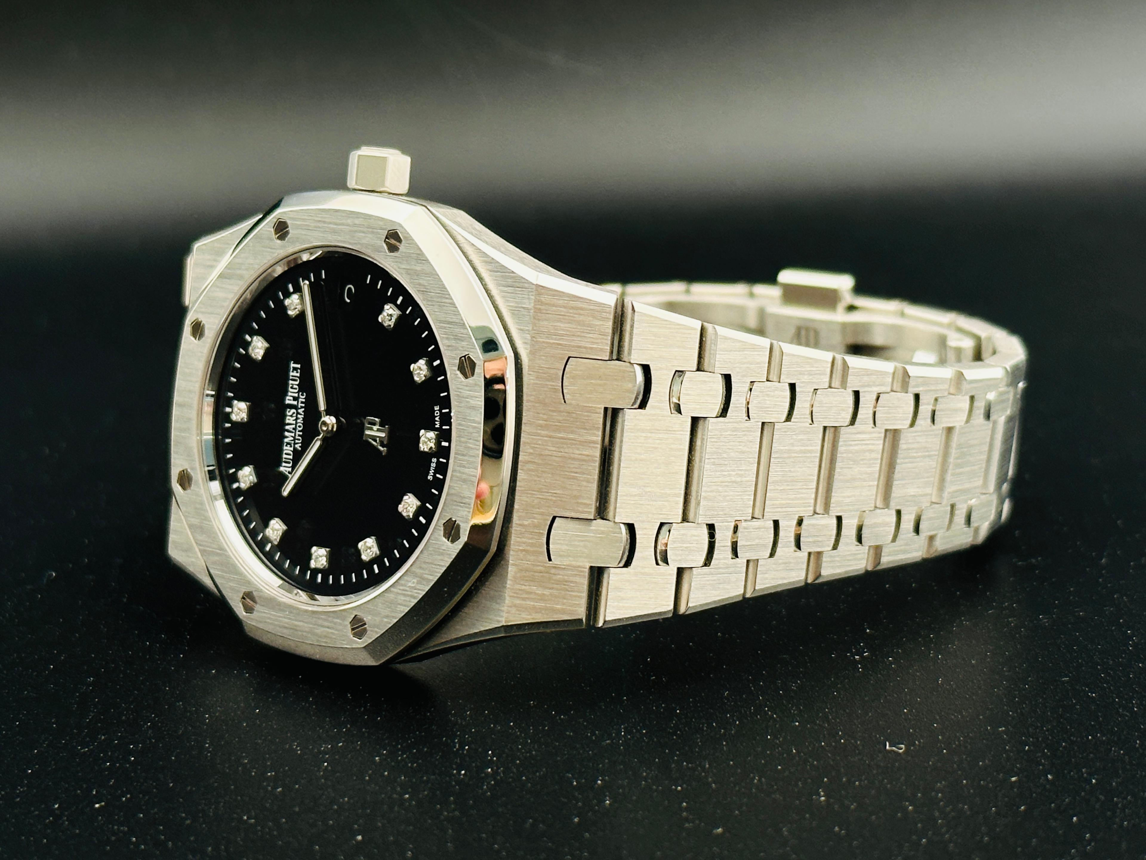 Royal Oak Jumbo Extra-Thin Platinum Diamond Index Onyx Dial Limited 70 Pcs. - 15206PT.OO.1240PT.01