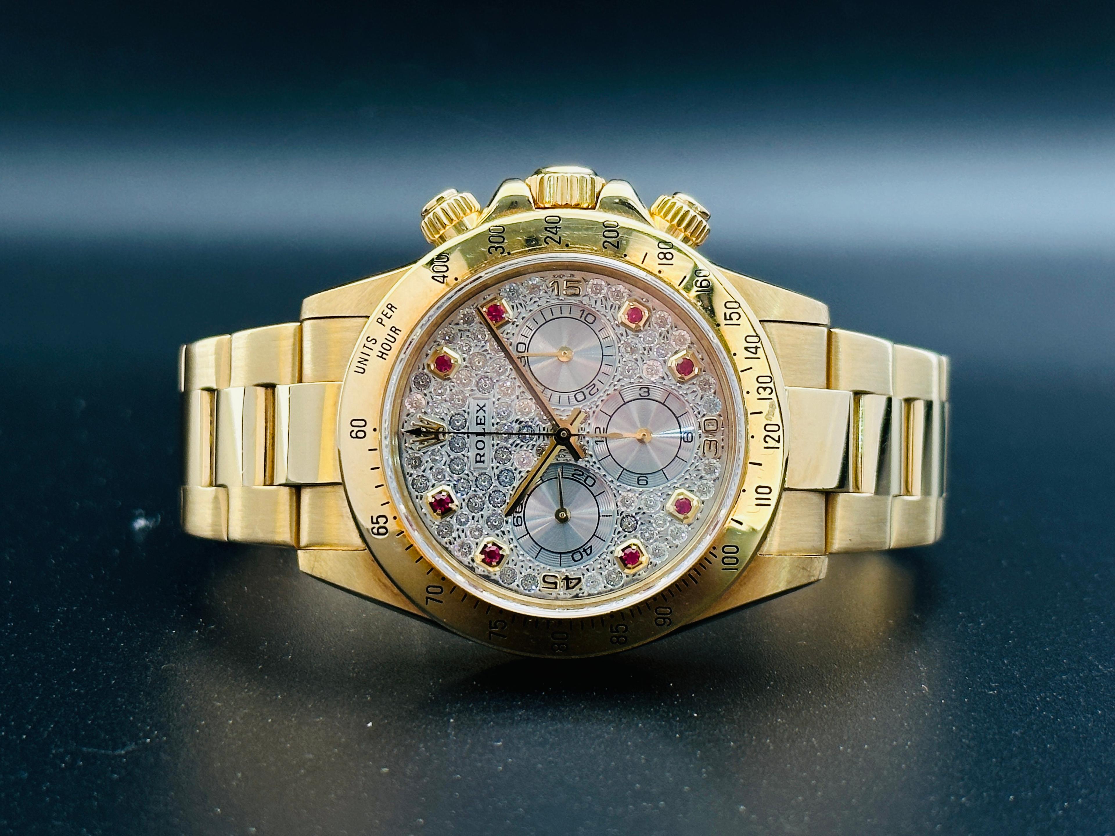 Daytona Zenith Chronograph Yellow Gold Diamond & Ruby Set Dial - 16528