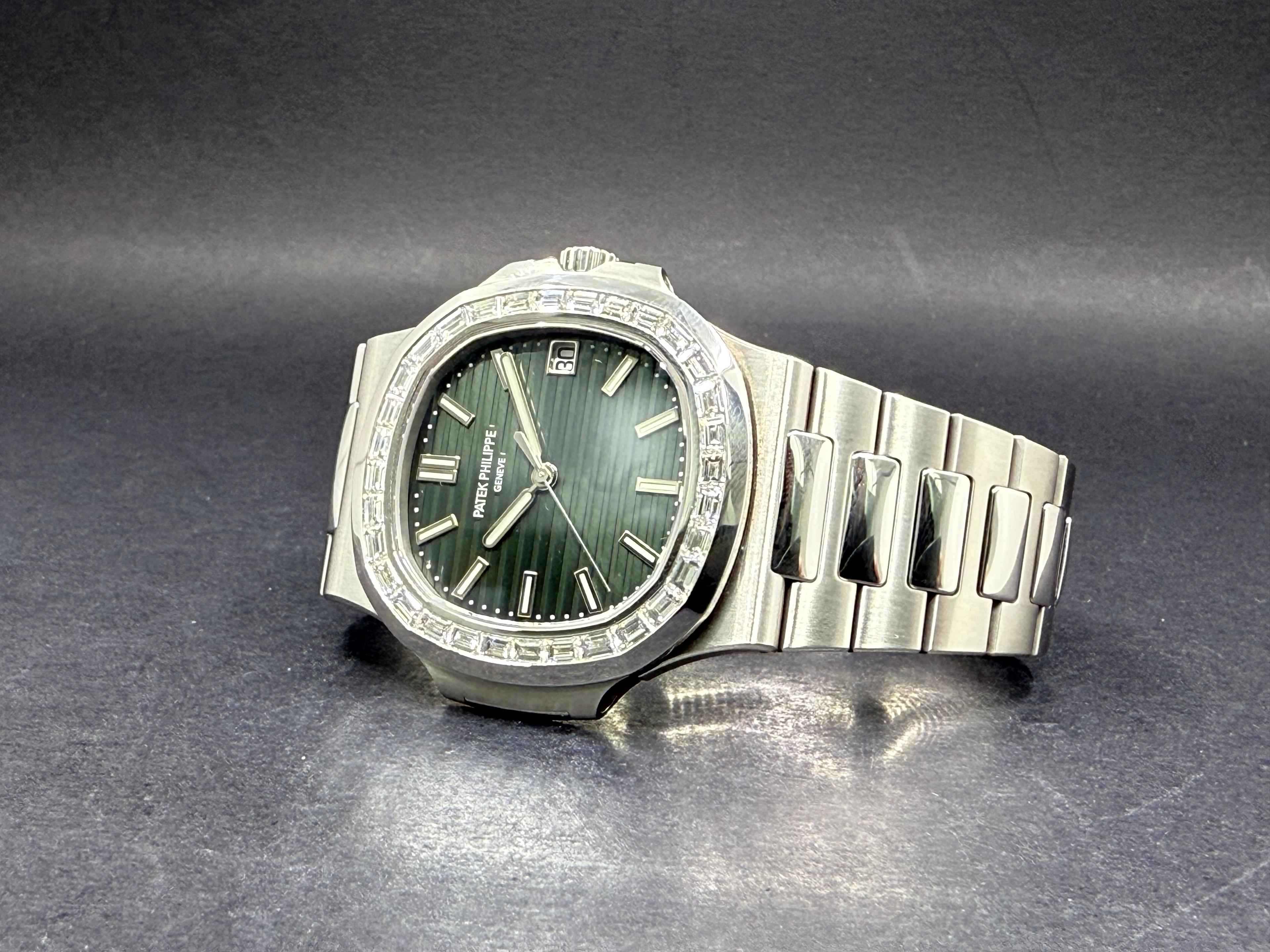 Nautilus Baguette Diamonds Steel Green Dial - 5711/1300A-001